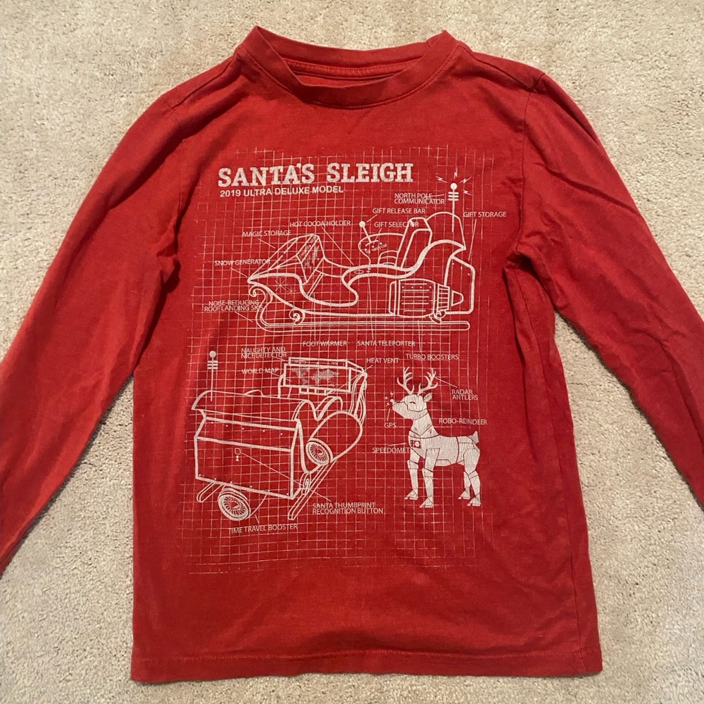 Cat & Jack Red Santa's Sleigh Pajama Top